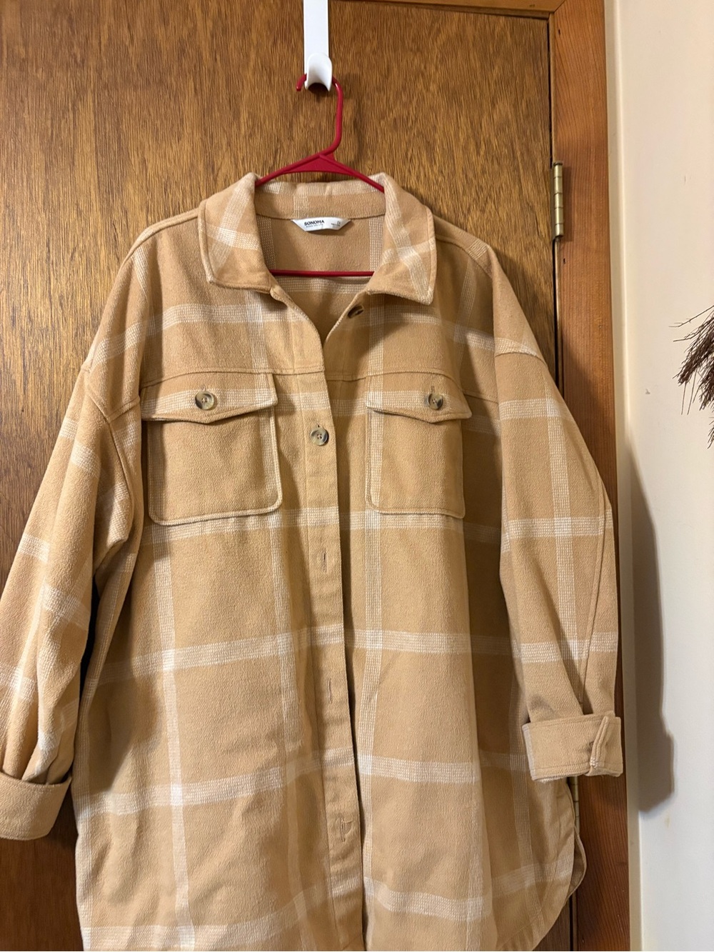 Sonoma Camel Plaid Utility Shacket